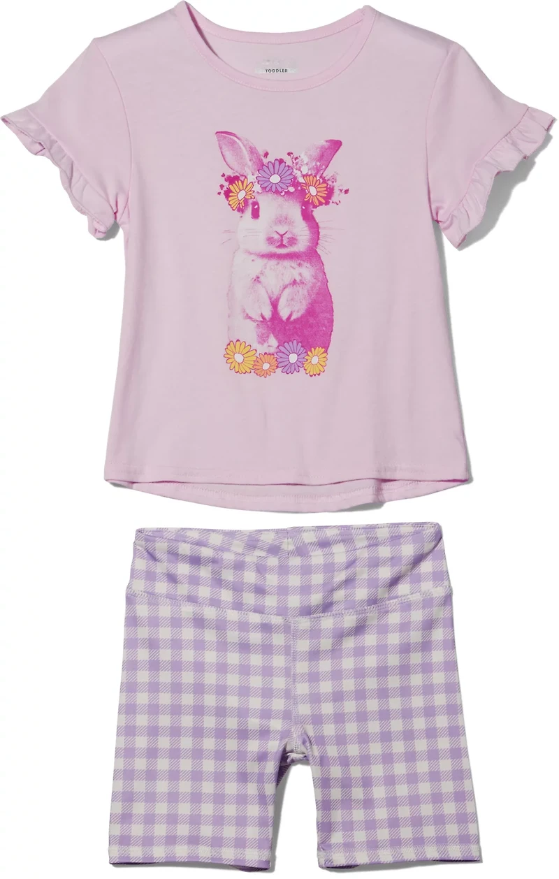 BCG Girls' 4-6X Bunny Top and Bike Shorts Set
