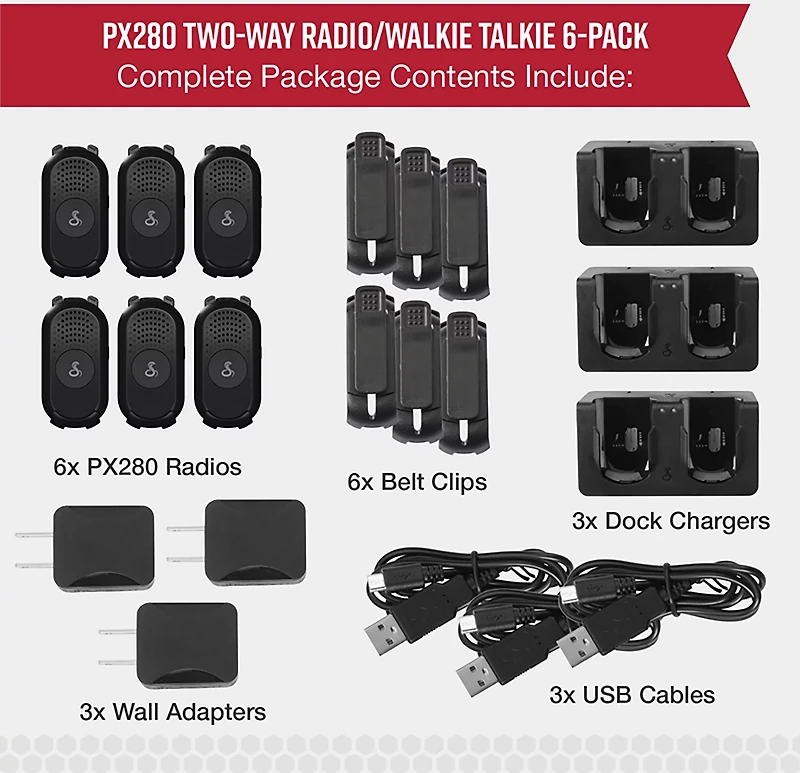 Cobra PX280 Business 2-Way Radio 6-Pack