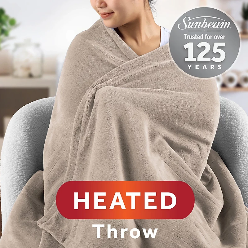 Sunbeam 50 in x 72 in Sherpa Heated Throw