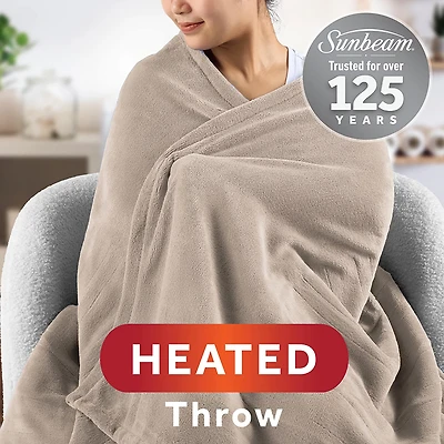 Sunbeam 50 in x 72 in Sherpa Heated Throw