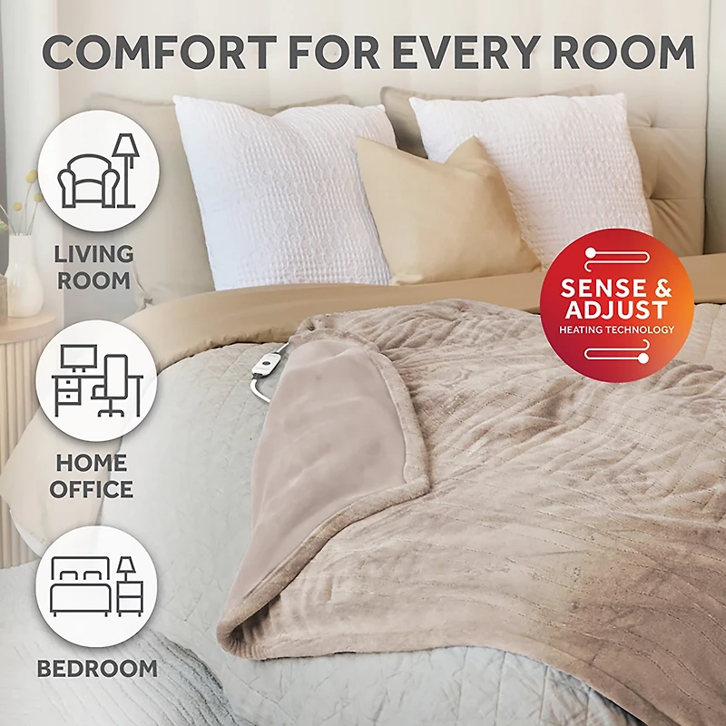 Sunbeam 50 in x 72 in Sherpa Heated Throw
