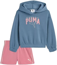 PUMA Girls’ 4-6X Poly Fleece Pullover Hoodie & Short Set