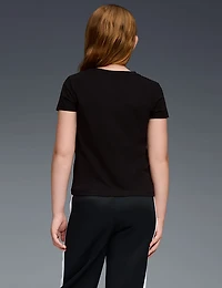 PUMA Girls’ 4-6X Foundations Cotton/Spandex Stretch Jersey Baby T-shirt