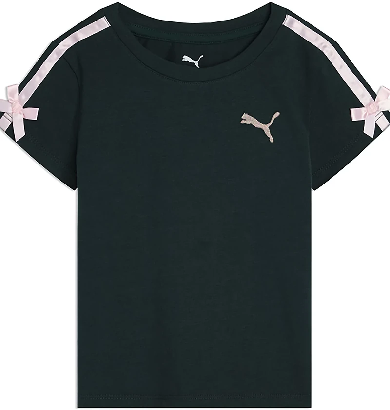 PUMA Girls’ 4-6X Bow Society Pack Cotton/Spandex Baby T-shirt