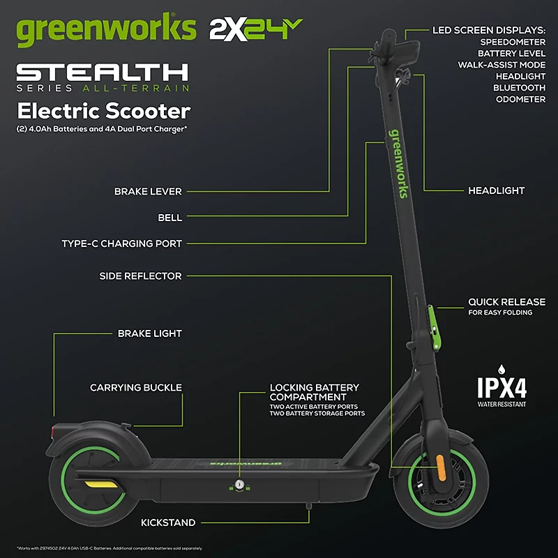 Greenworks 48V STEALTH Series Electric Scooter