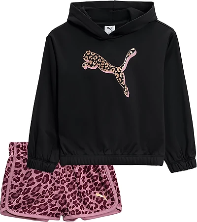 PUMA Girls’ 4-6X Poly Fleece Hoodie & Tricot Short Set