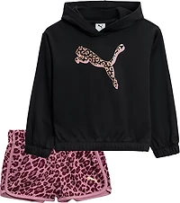 PUMA Girls’ 4-6X Poly Fleece Hoodie & Tricot Short Set