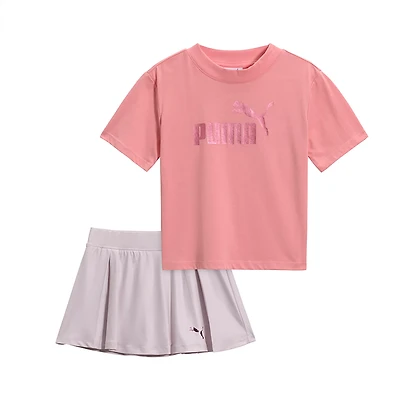 PUMA Girls’ Cotton Jersey T-shirt & Poly Spandex Skort Set