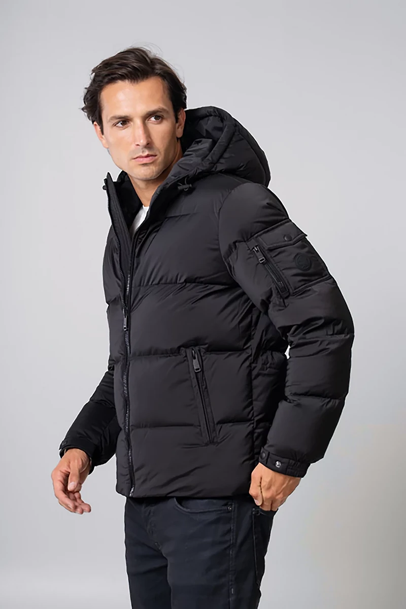 The Recycled Planet Men’s Henry Quilted Hipster Jacket with Hood