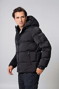 The Recycled Planet Men’s Henry Quilted Hipster Jacket with Hood