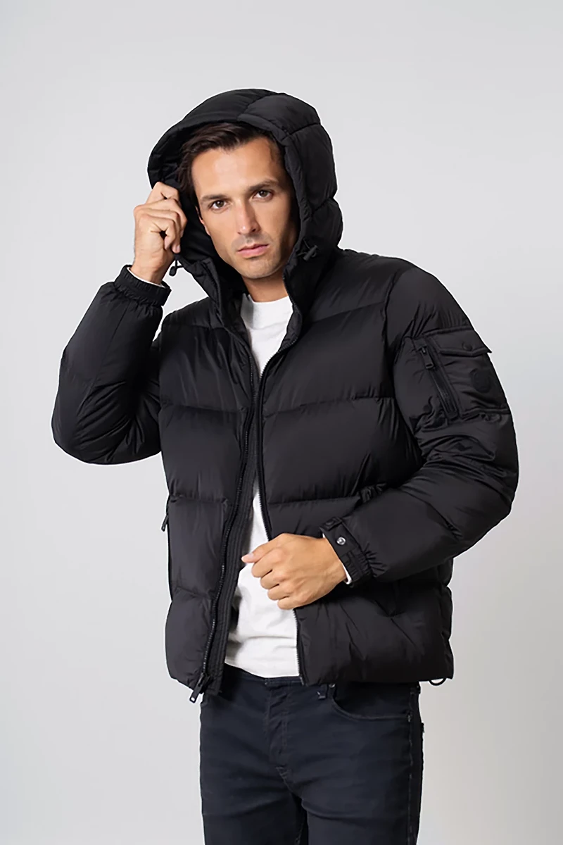 The Recycled Planet Men’s Henry Quilted Hipster Jacket with Hood