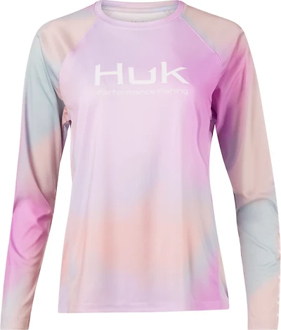 Huk Women's Pursuit Printed Long Sleeve Crew Shirt