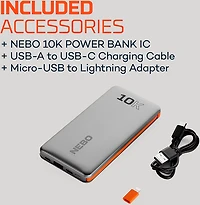 NEBO 10k Power Bank With Integrated Cables
