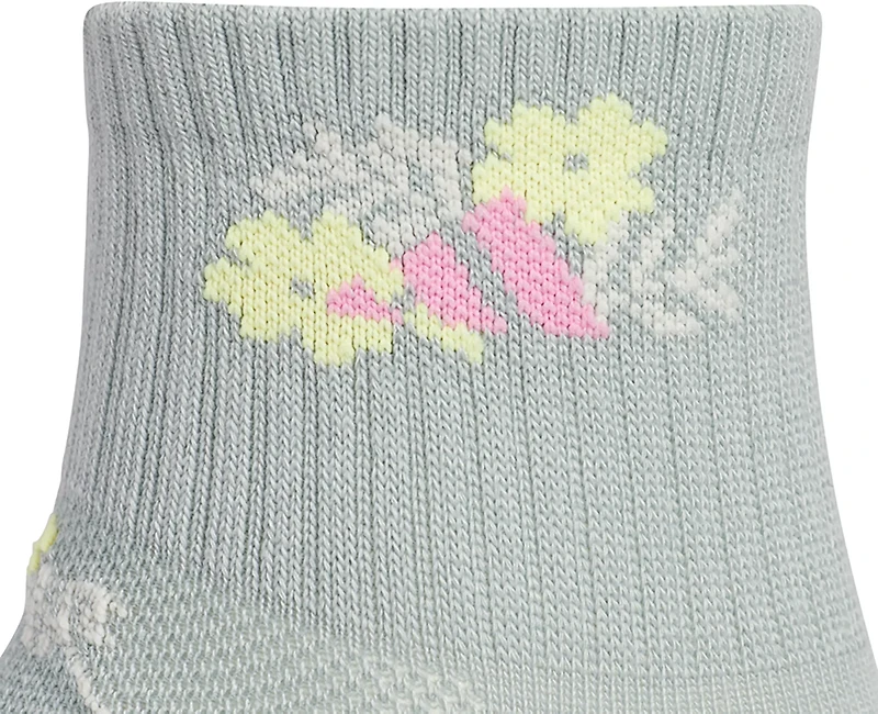 adidas Girls' Cushioned Graphic Quarter Socks 6-Pack