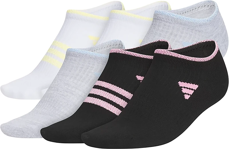adidas Girls' Superlite 3.0 No Show Socks 6-Pack