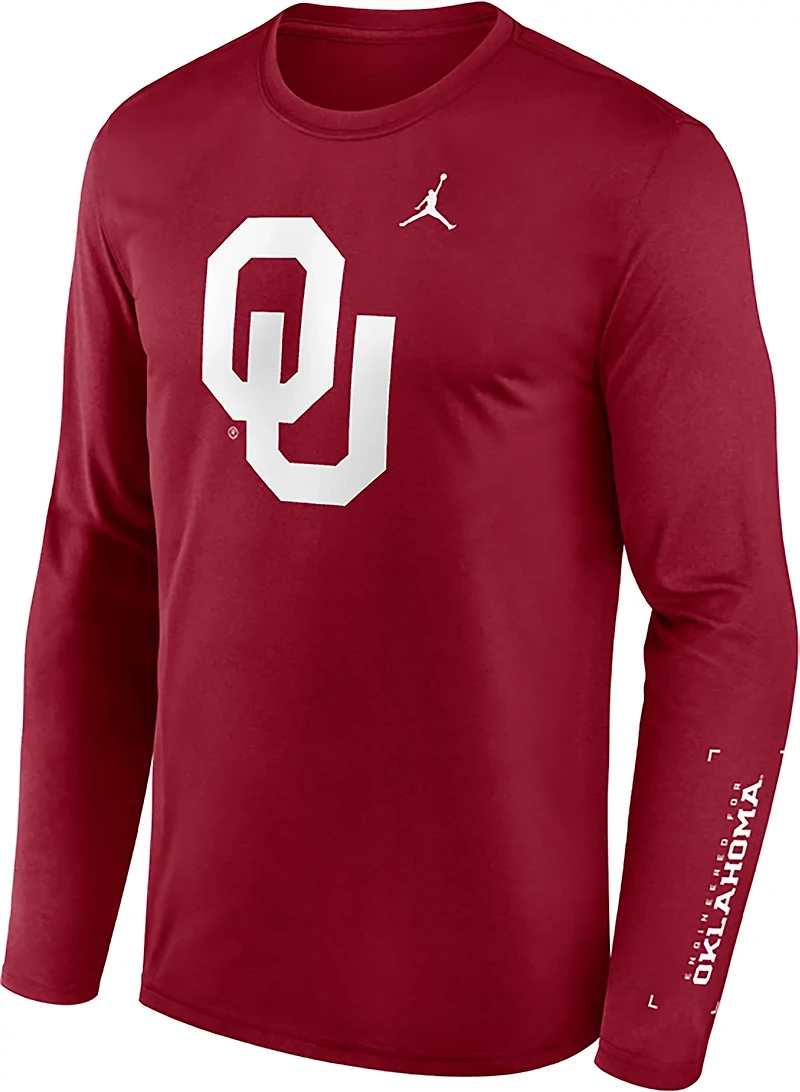Jordan Men's University of Oklahoma Primary Logo DF Legend Long Sleeve Graphic T-shirt