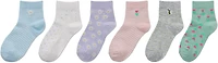 BCG Girls' Florals and Stripes Quarter Socks 6-Pack