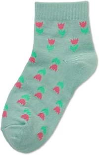 BCG Girls' Florals and Stripes Quarter Socks 6-Pack