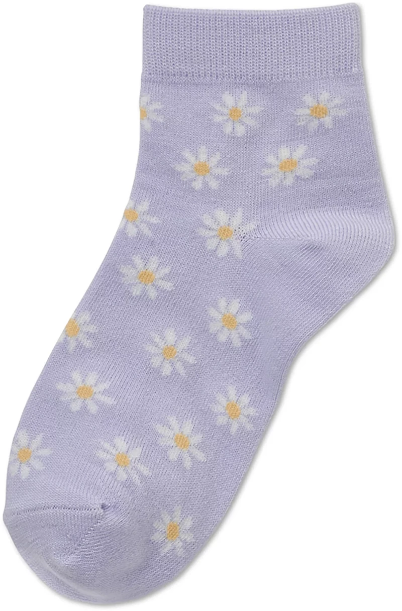 BCG Girls' Florals and Stripes Quarter Socks 6-Pack