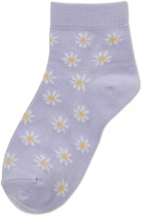 BCG Girls' Florals and Stripes Quarter Socks 6-Pack
