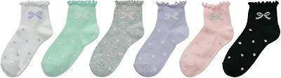 BCG Girls' Bows and Ruffles Quarter Socks 6-Pack