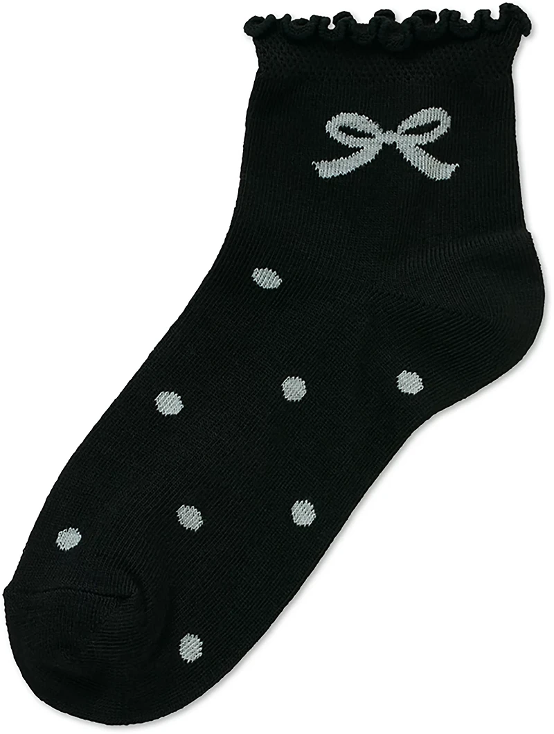 BCG Girls' Bows and Ruffles Quarter Socks 6-Pack