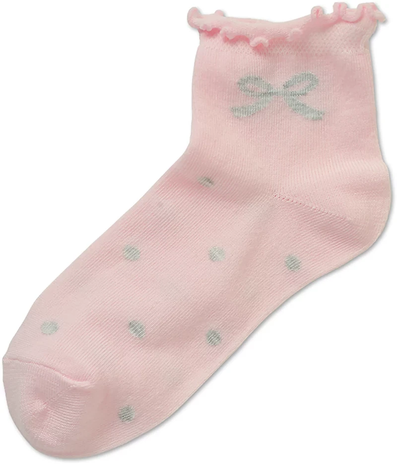 BCG Girls' Bows and Ruffles Quarter Socks 6-Pack