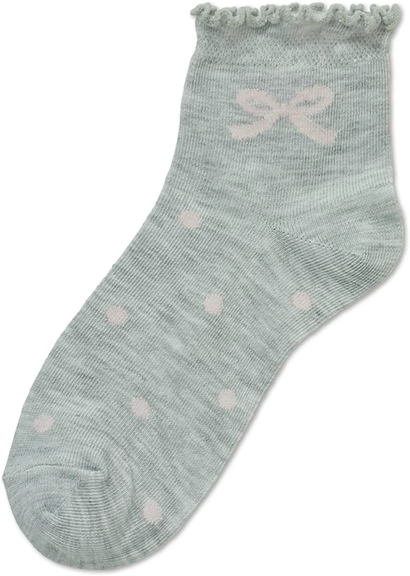 BCG Girls' Bows and Ruffles Quarter Socks 6-Pack