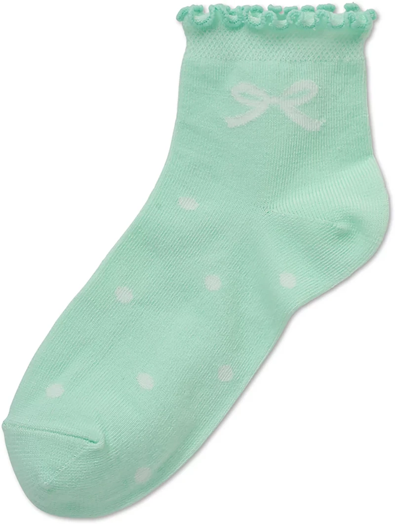 BCG Girls' Bows and Ruffles Quarter Socks 6-Pack