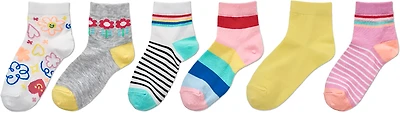 BCG Girls' Rainbows and Sunshine Quarter Socks 6-Pack