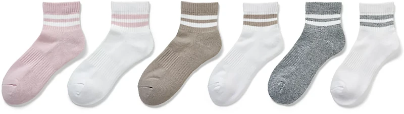 BCG Women's Solid Varsity Quarter Socks 6-Pack