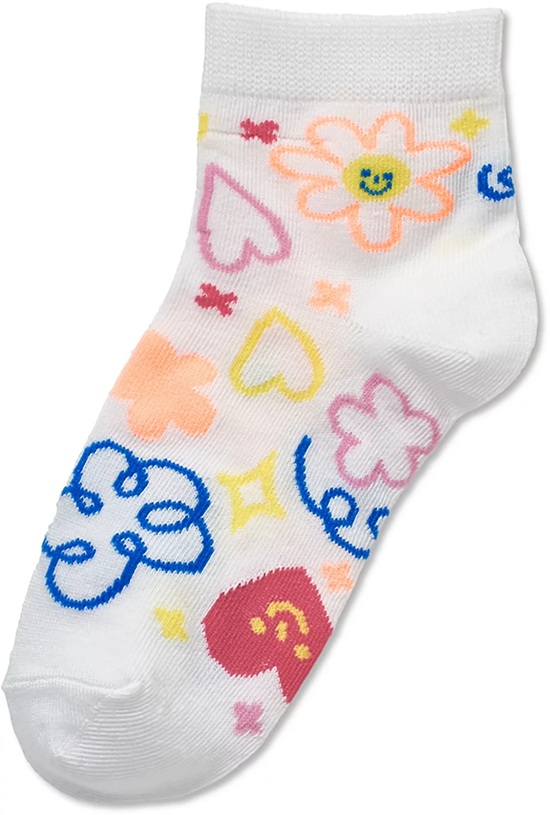 BCG Girls' Rainbows and Sunshine Quarter Socks 6-Pack
