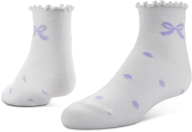 BCG Girls' Bows and Ruffles Quarter Socks 6-Pack