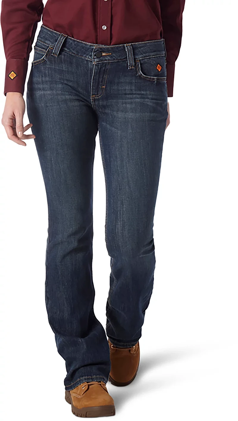 Wrangler Women's Flame-Resistant Retro Mae Regular Fit Bootcut Work Jeans