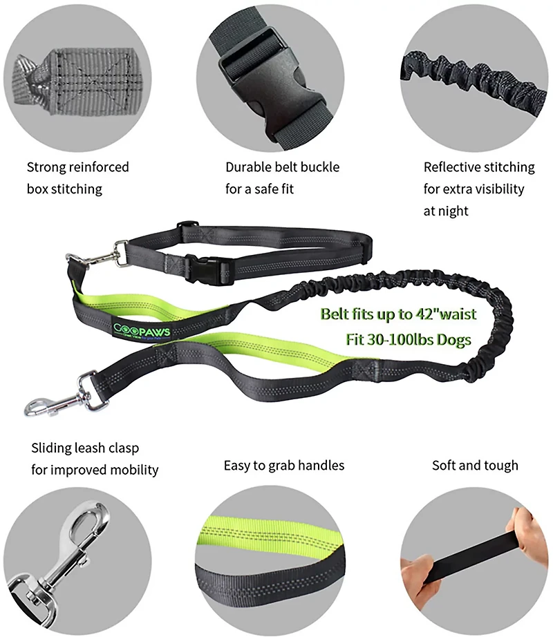 Jespet & Goopaws Hands-Free Bungee Dog Leash