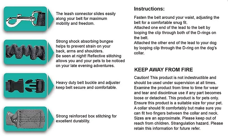 Jespet & Goopaws Hands-Free Bungee Dog Leash