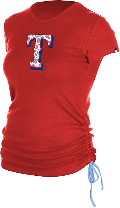 New Era Women's Texas Rangers Short Sleeve Ruched Side T-shirt