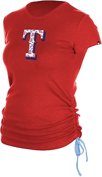 New Era Women's Texas Rangers Short Sleeve Ruched Side T-shirt