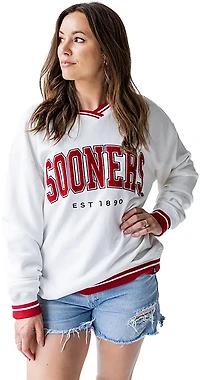 Gameday Social Women's University of Oklahoma Allen Chenille Varsity V-neck Sweatshirt