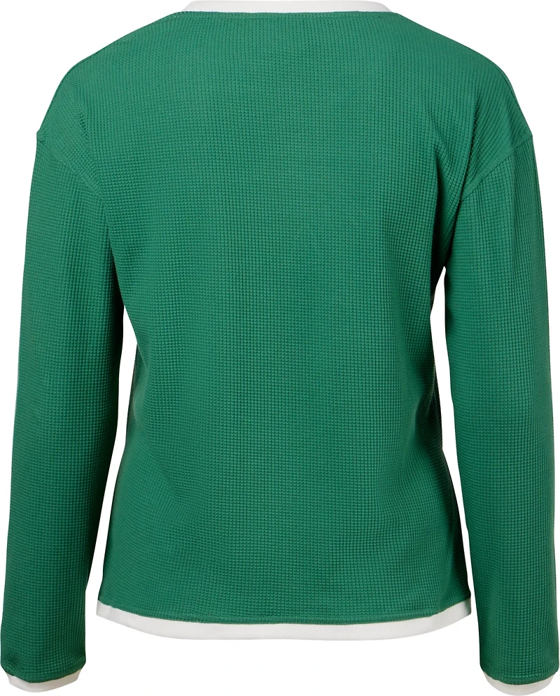 Jadelynn Brooke Women's Embossed Effortless Long Sleeve Crew Graphic Pullover