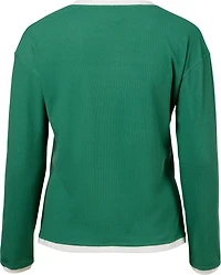 Jadelynn Brooke Women's Embossed Effortless Long Sleeve Crew Graphic Pullover