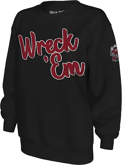 The Victory Women's Texas Tech University Wreck Em Script Sleeve 2 Hit Crew Sweatshirt
