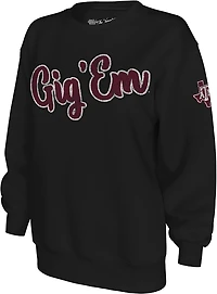 The Victory Women's Texas A&M University Gig Em Script Sleeve 2 Hit Crew Sweatshirt