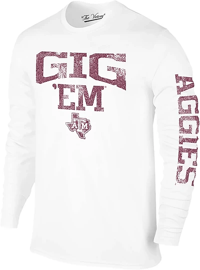 The Victory Men's Texas A&M University Gig Em Arch Sleeve 2 Hit Long Graphic T-shirt