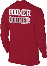 WILDCAT RETRO Men's Oklahoma Sooners Primary Logo Chest 2 Hit Long Sleeve T-shirt
