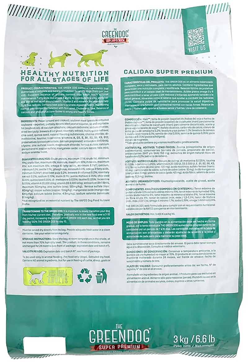 The Green Dog Super Premium Adult Regular Bite lb Dog Food Bag
