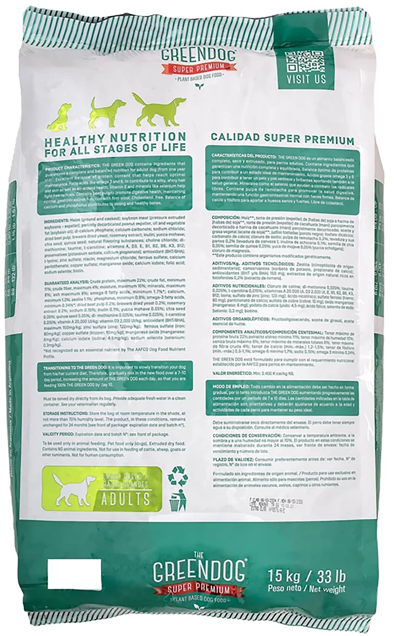 The Green Dog Super Premium Adult Regular Bite 33 lb Dog Food Bag