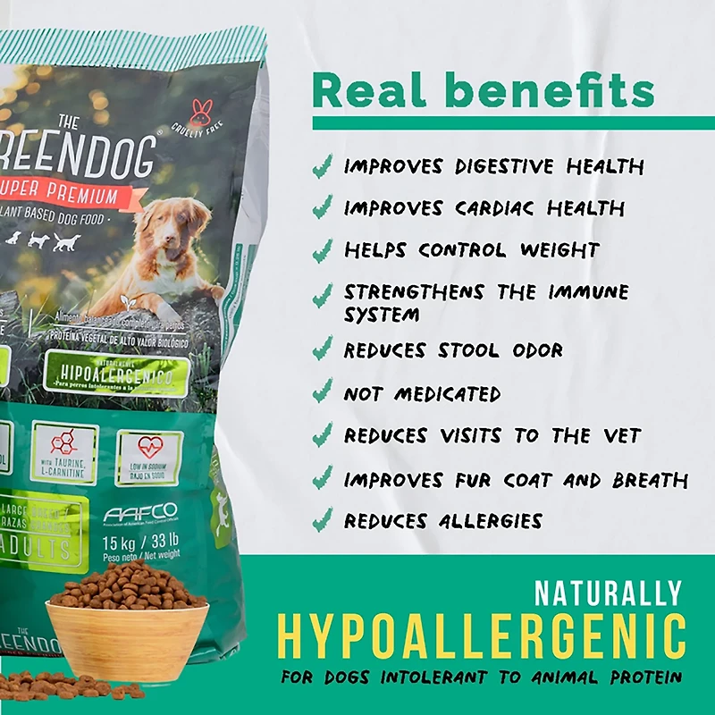The Green Dog Super Premium Adult Regular Bite 33 lb Dog Food Bag