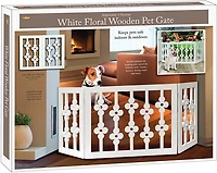 Etna Wooden White Floral Pet Gate