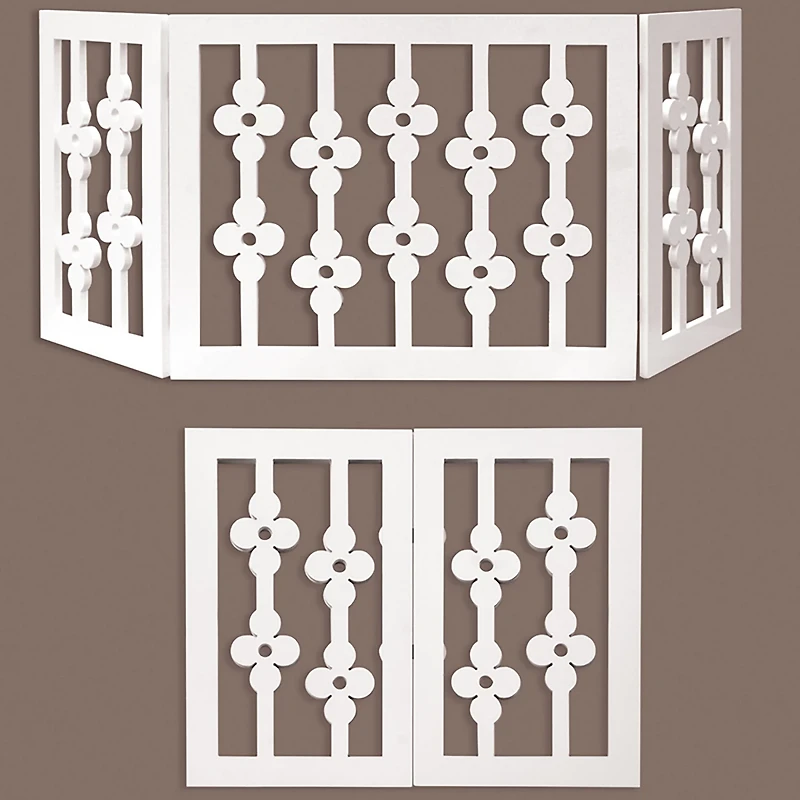 Etna Wooden White Floral Pet Gate